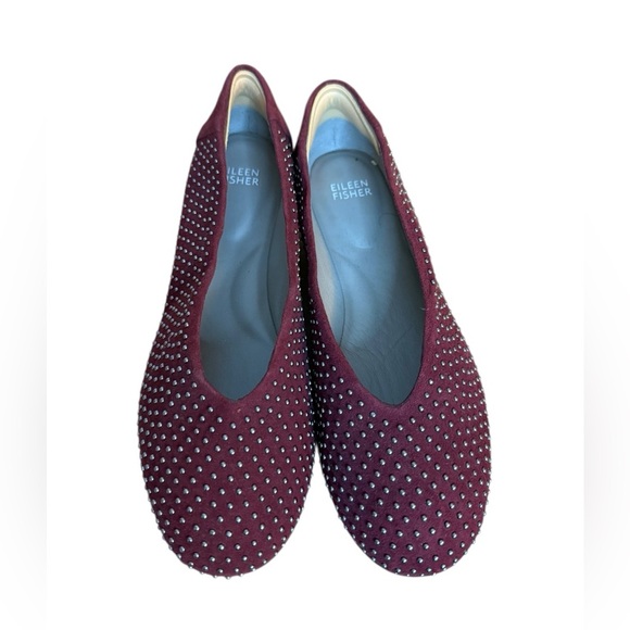 Eileen Fisher Burgundy Raisinette Studded Ballet Flats - Picture 1 of 5